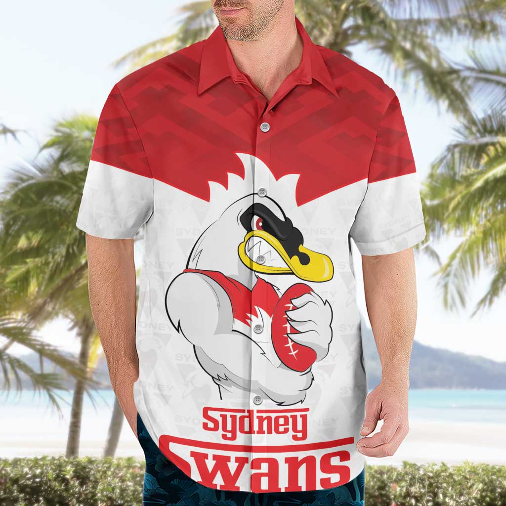 AFL Sydney Custom Hawaiian Shirt with Swans Mascot Simple Style - Vibe Hoodie Shop