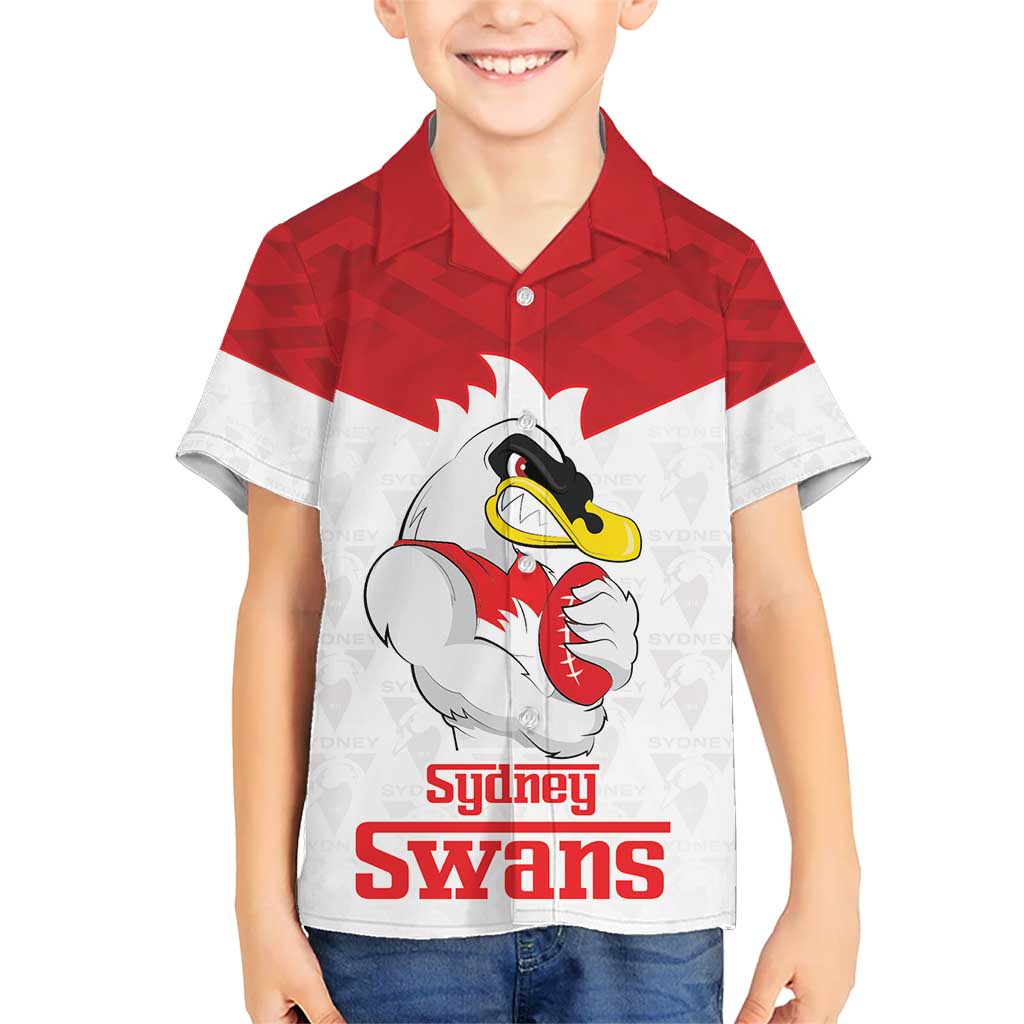 AFL Sydney Custom Hawaiian Shirt with Swans Mascot Simple Style - Vibe Hoodie Shop