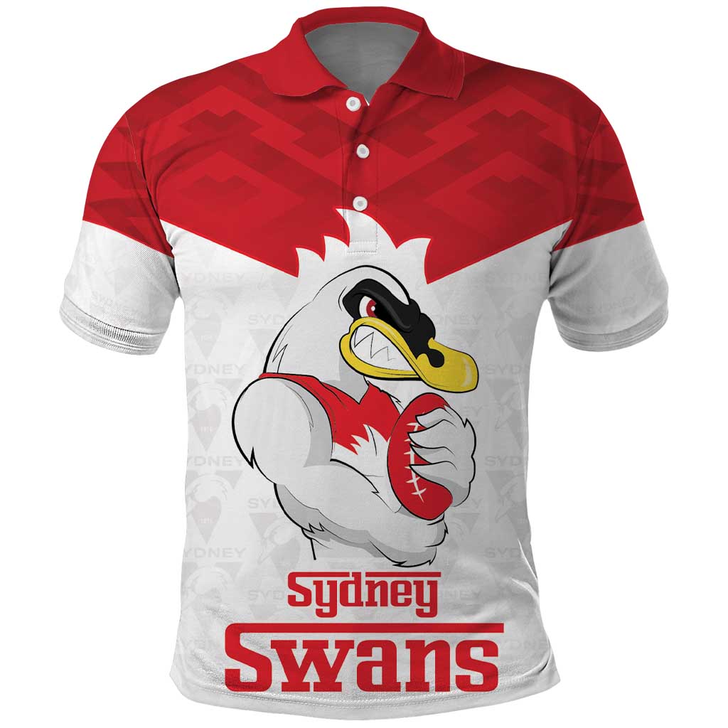 AFL Sydney Custom Polo Shirt with Swans Mascot Simple Style LT9 - Vibe Hoodie Shop