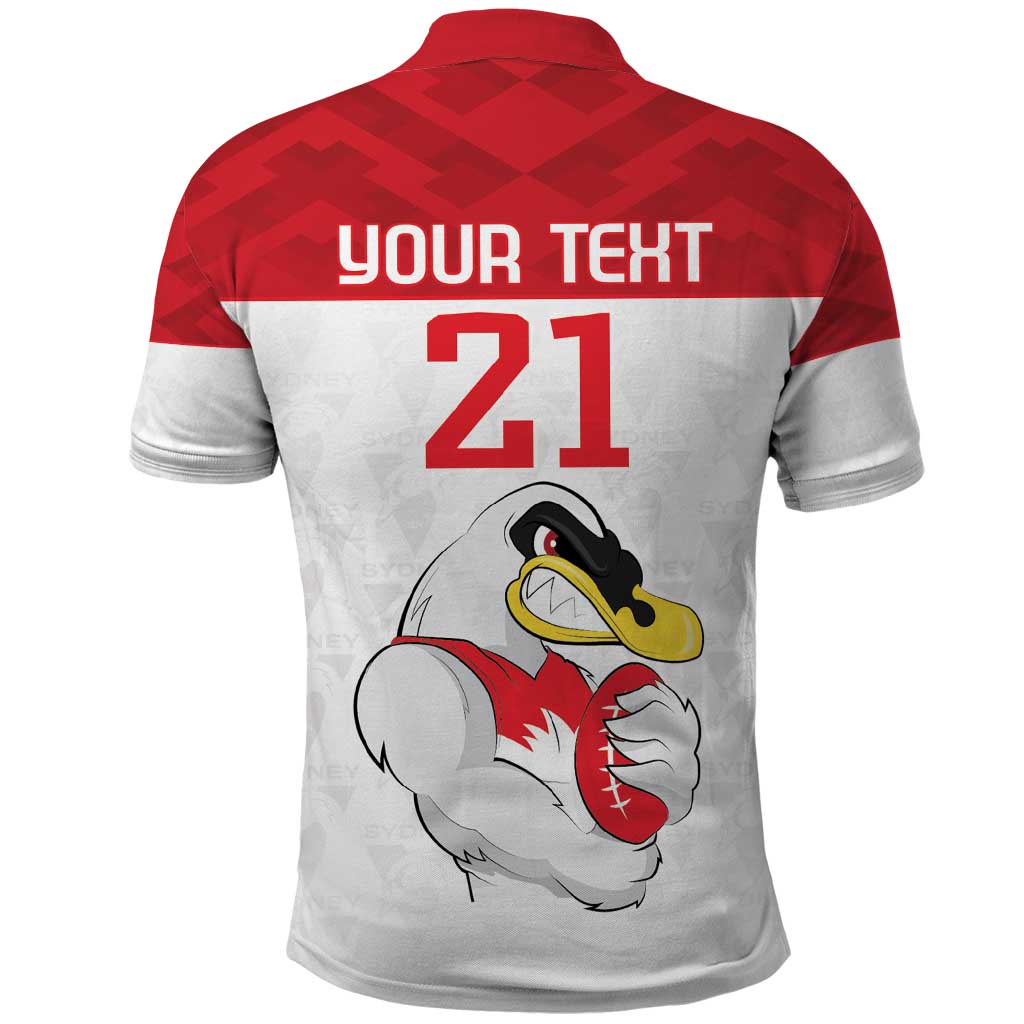 AFL Sydney Custom Polo Shirt with Swans Mascot Simple Style LT9 - Vibe Hoodie Shop