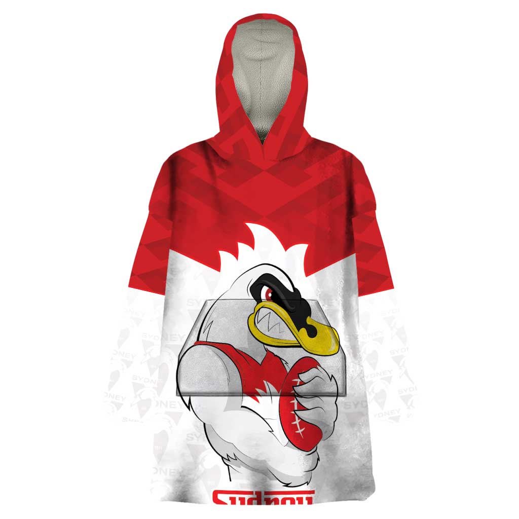 AFL Sydney Custom Wearable Blanket Hoodie with Swans Mascot Simple Style - Vibe Hoodie Shop