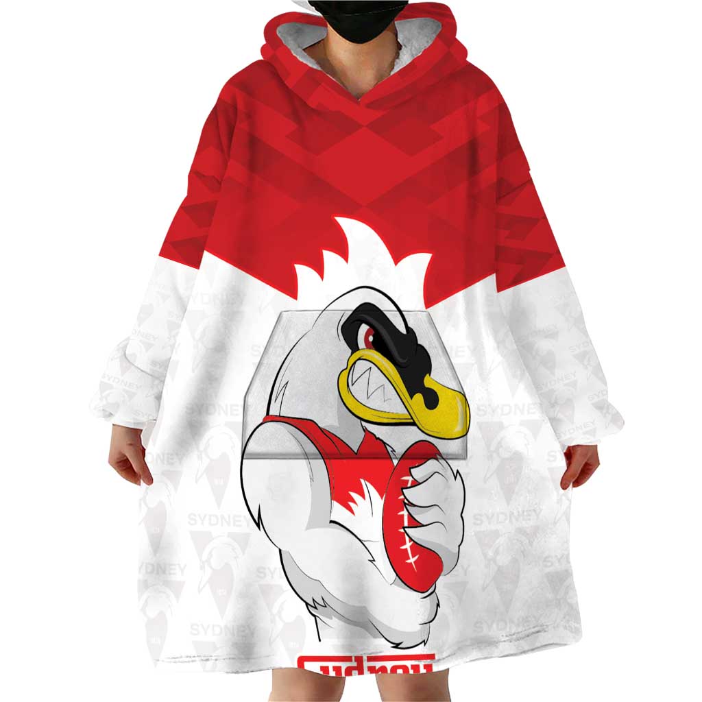 AFL Sydney Custom Wearable Blanket Hoodie with Swans Mascot Simple Style - Vibe Hoodie Shop