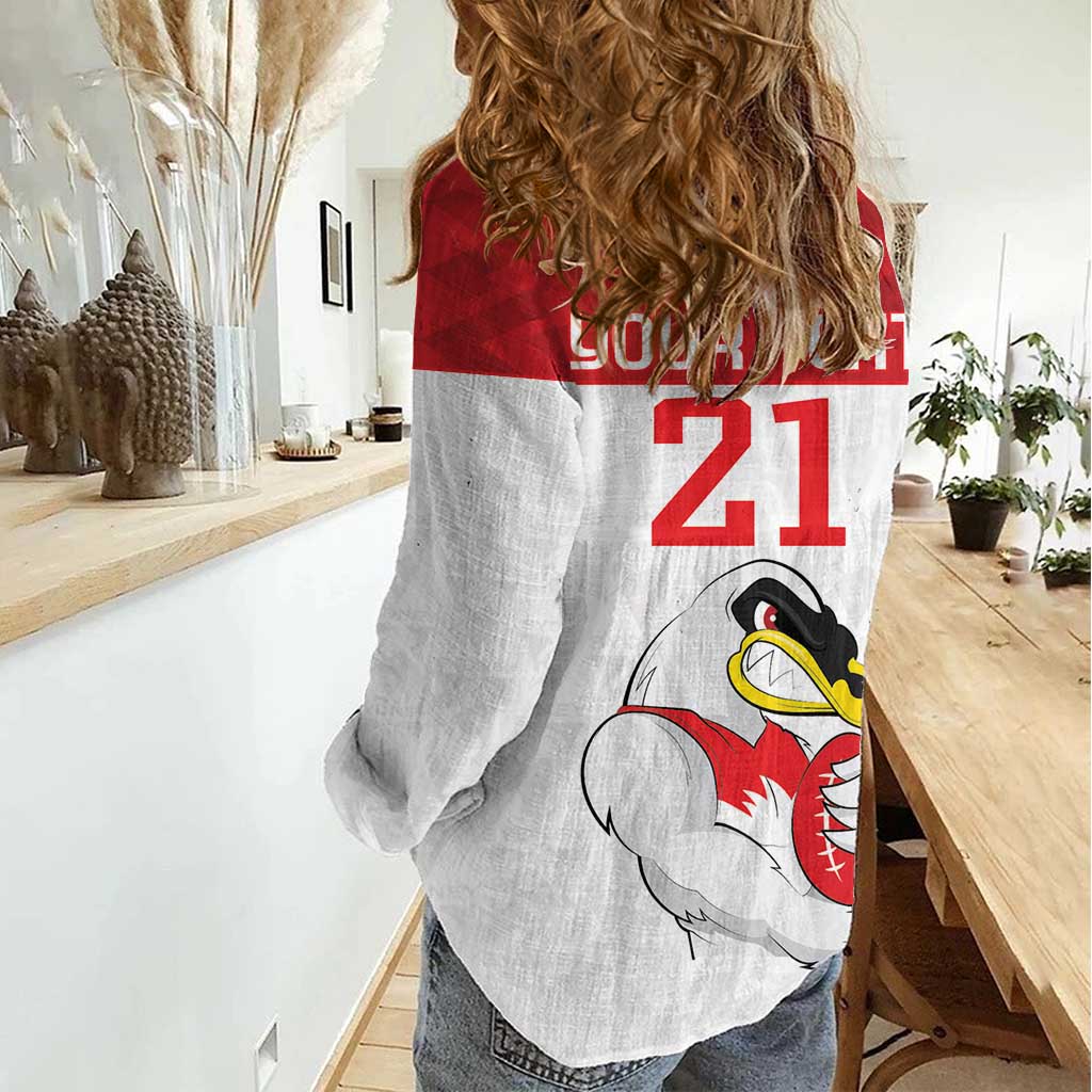 AFL Sydney Custom Women Casual Shirt with Swans Mascot Simple Style - Vibe Hoodie Shop