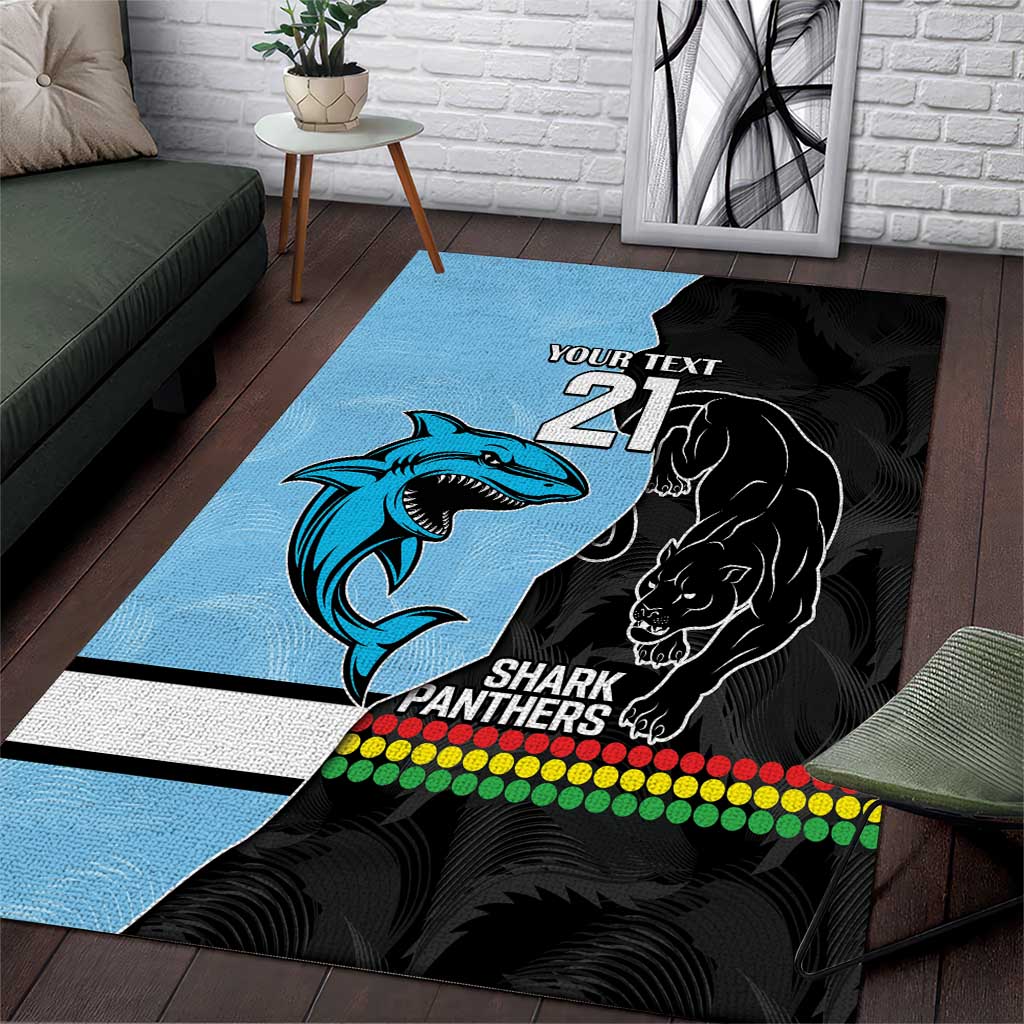 NRL Panthers-Shark Mascot Custom Area Rug Cracked Metal Style - Vibe Hoodie Shop