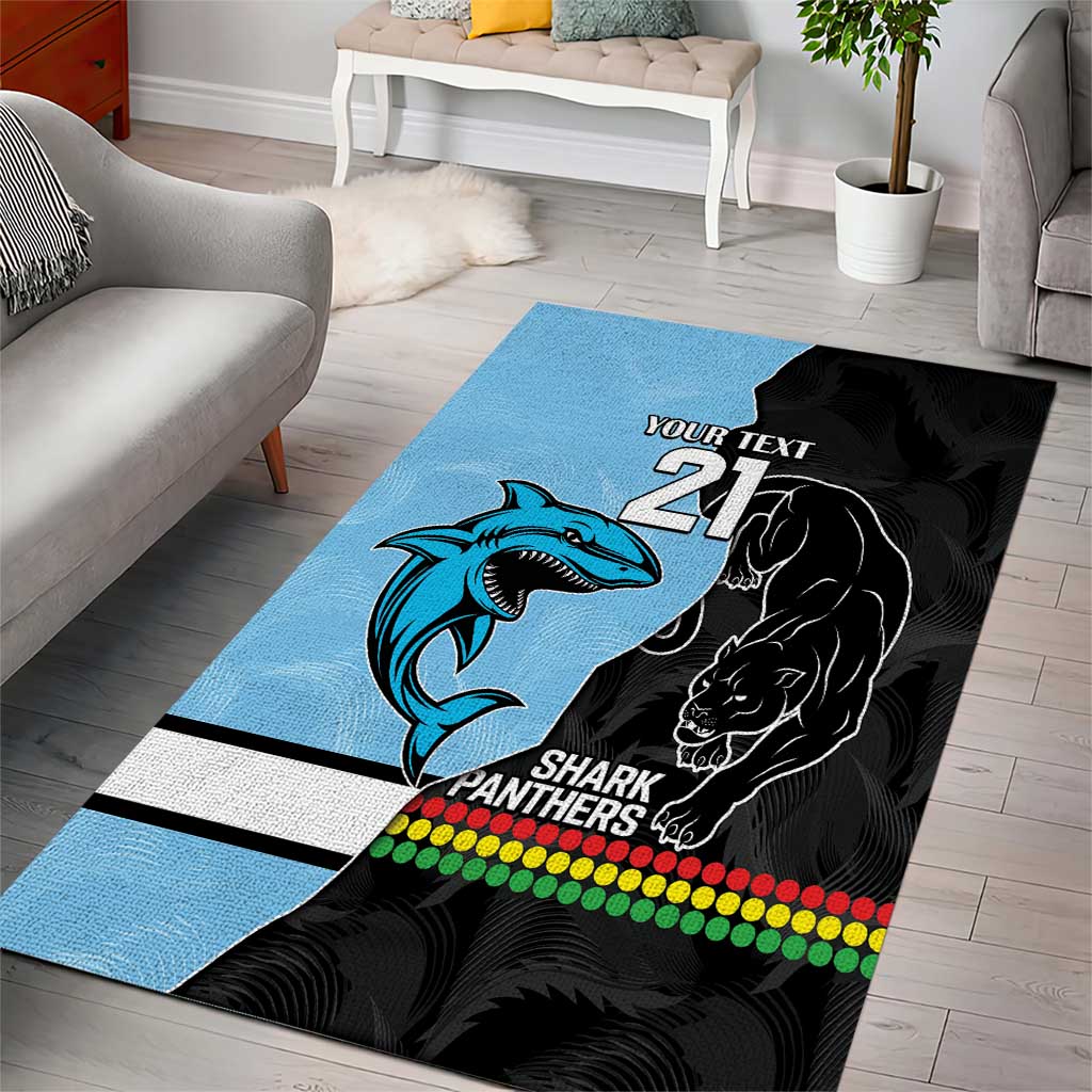 NRL Panthers-Shark Mascot Custom Area Rug Cracked Metal Style - Vibe Hoodie Shop