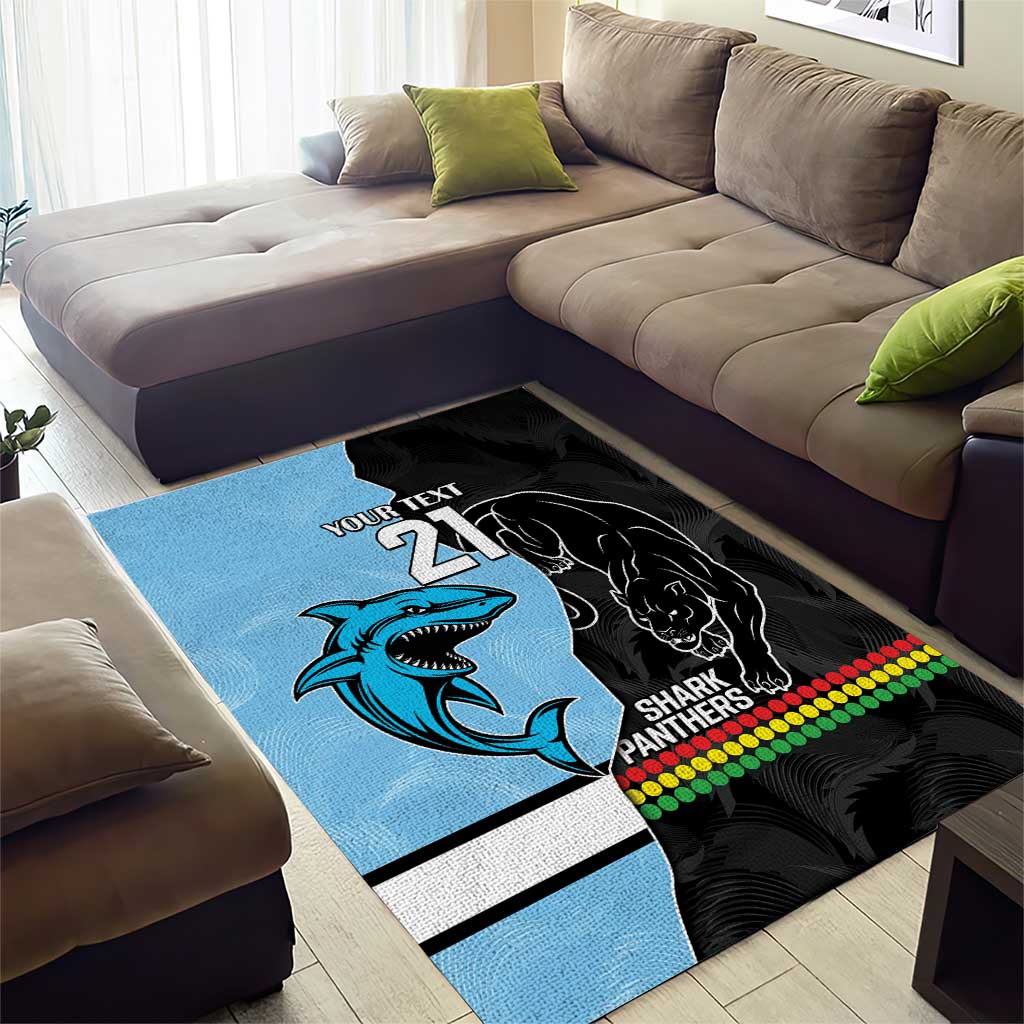 NRL Panthers-Shark Mascot Custom Area Rug Cracked Metal Style - Vibe Hoodie Shop