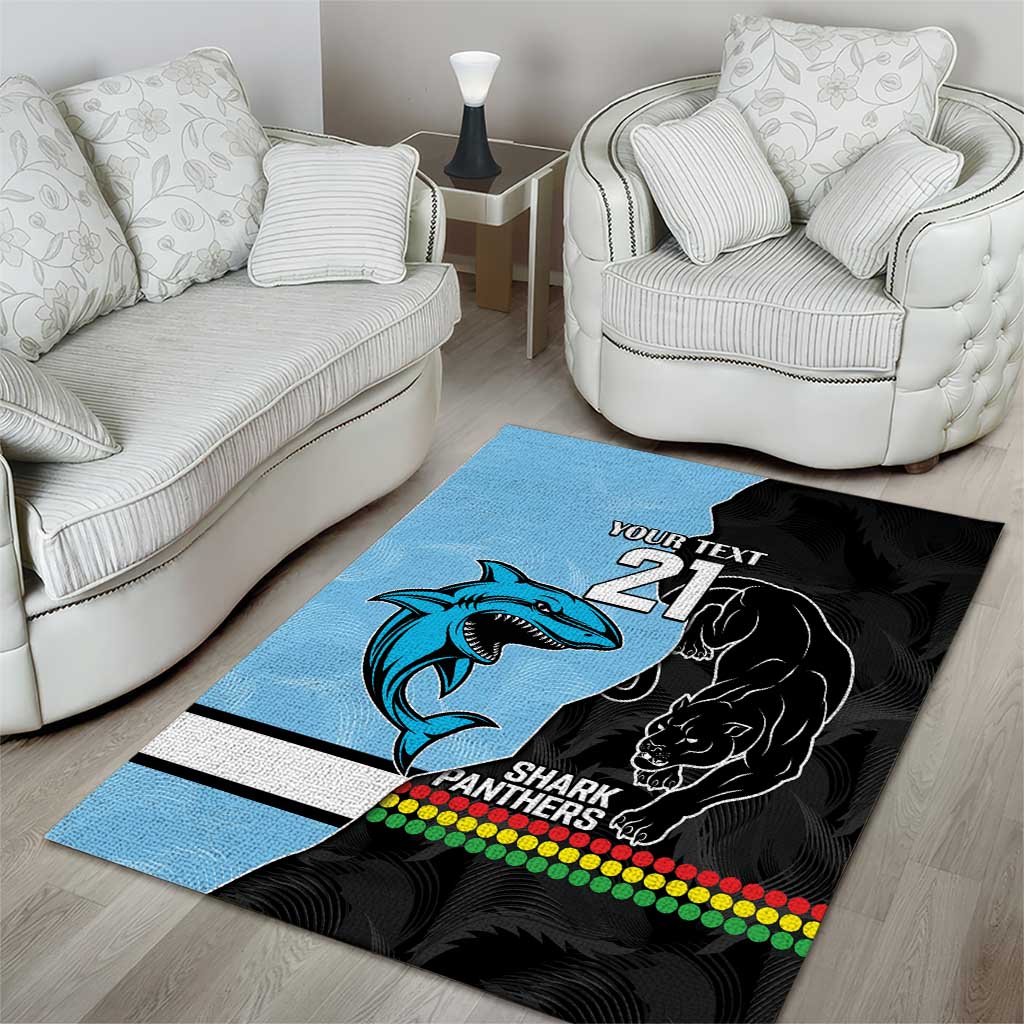 NRL Panthers-Shark Mascot Custom Area Rug Cracked Metal Style - Vibe Hoodie Shop