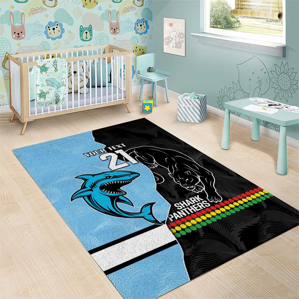 NRL Panthers-Shark Mascot Custom Area Rug Cracked Metal Style - Vibe Hoodie Shop