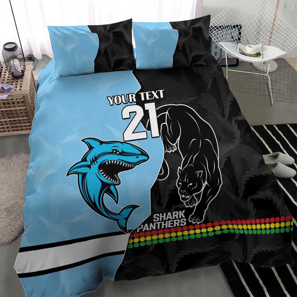 NRL Panthers-Shark Mascot Custom Bedding Set Cracked Metal Style - Vibe Hoodie Shop