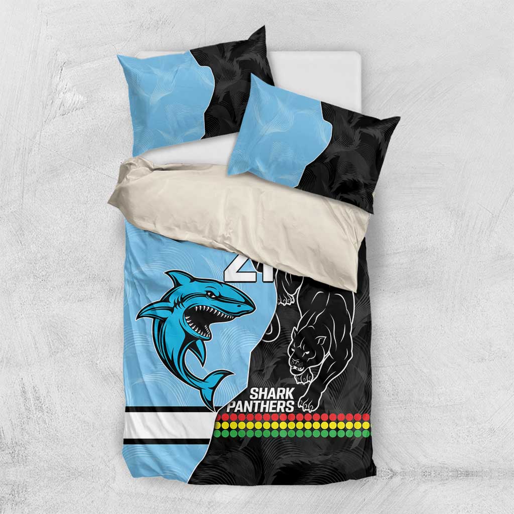 NRL Panthers-Shark Mascot Custom Bedding Set Cracked Metal Style - Vibe Hoodie Shop