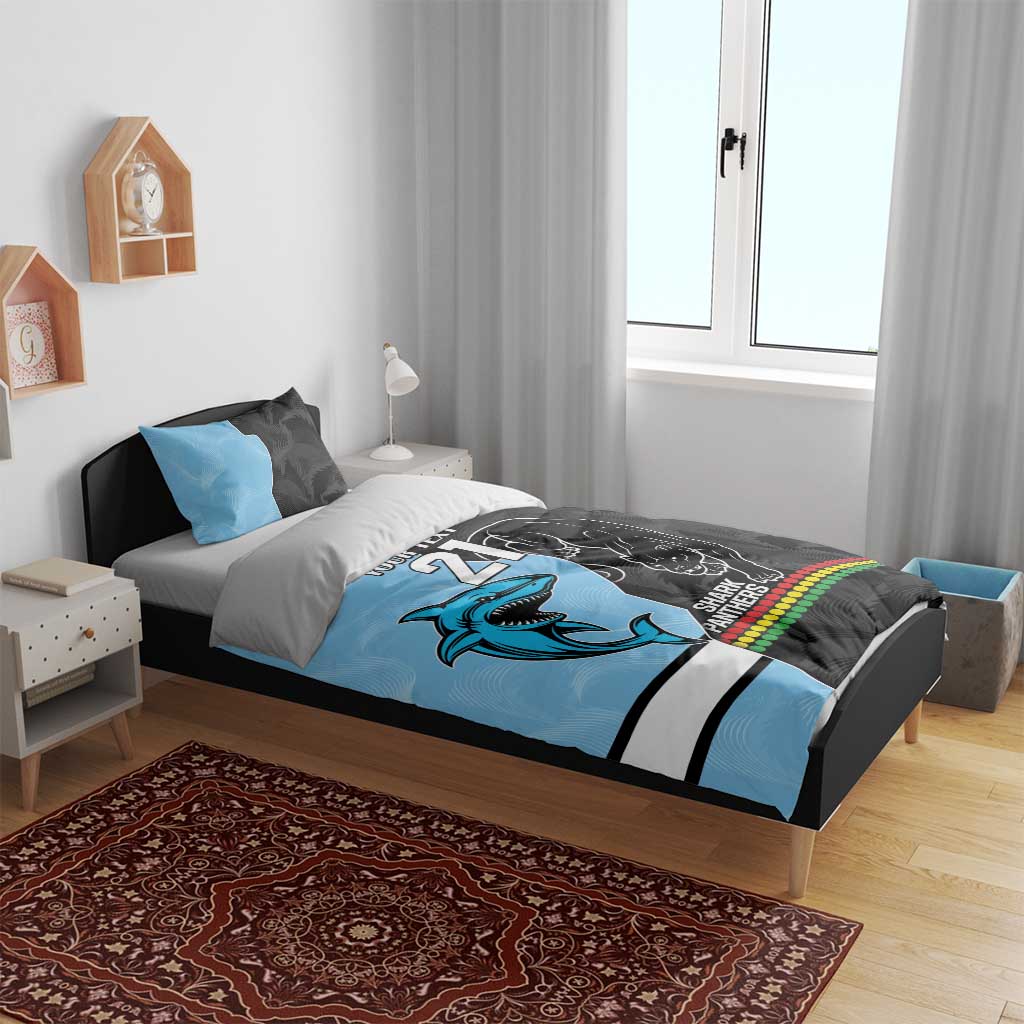NRL Panthers-Shark Mascot Custom Bedding Set Cracked Metal Style - Vibe Hoodie Shop