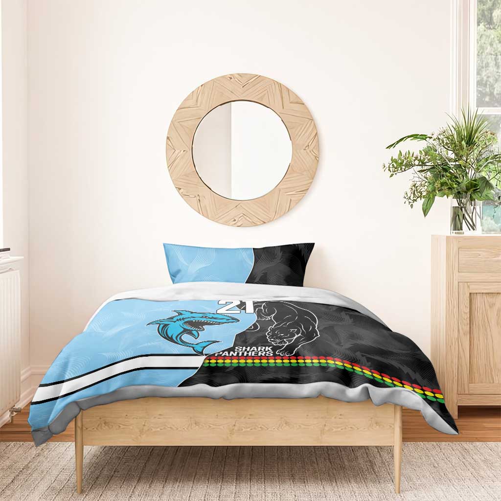 NRL Panthers-Shark Mascot Custom Bedding Set Cracked Metal Style - Vibe Hoodie Shop
