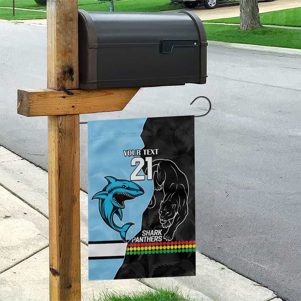 NRL Panthers-Shark Mascot Custom Garden Flag Cracked Metal Style - Vibe Hoodie Shop