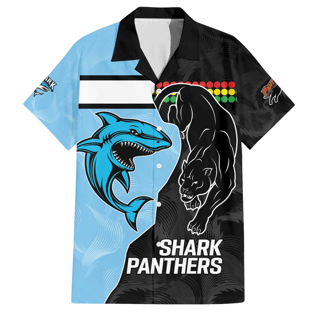 NRL Panthers-Shark Mascot Custom Hawaiian Shirt Cracked Metal Style - Vibe Hoodie Shop