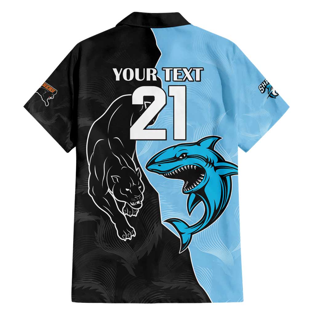 NRL Panthers-Shark Mascot Custom Hawaiian Shirt Cracked Metal Style - Vibe Hoodie Shop