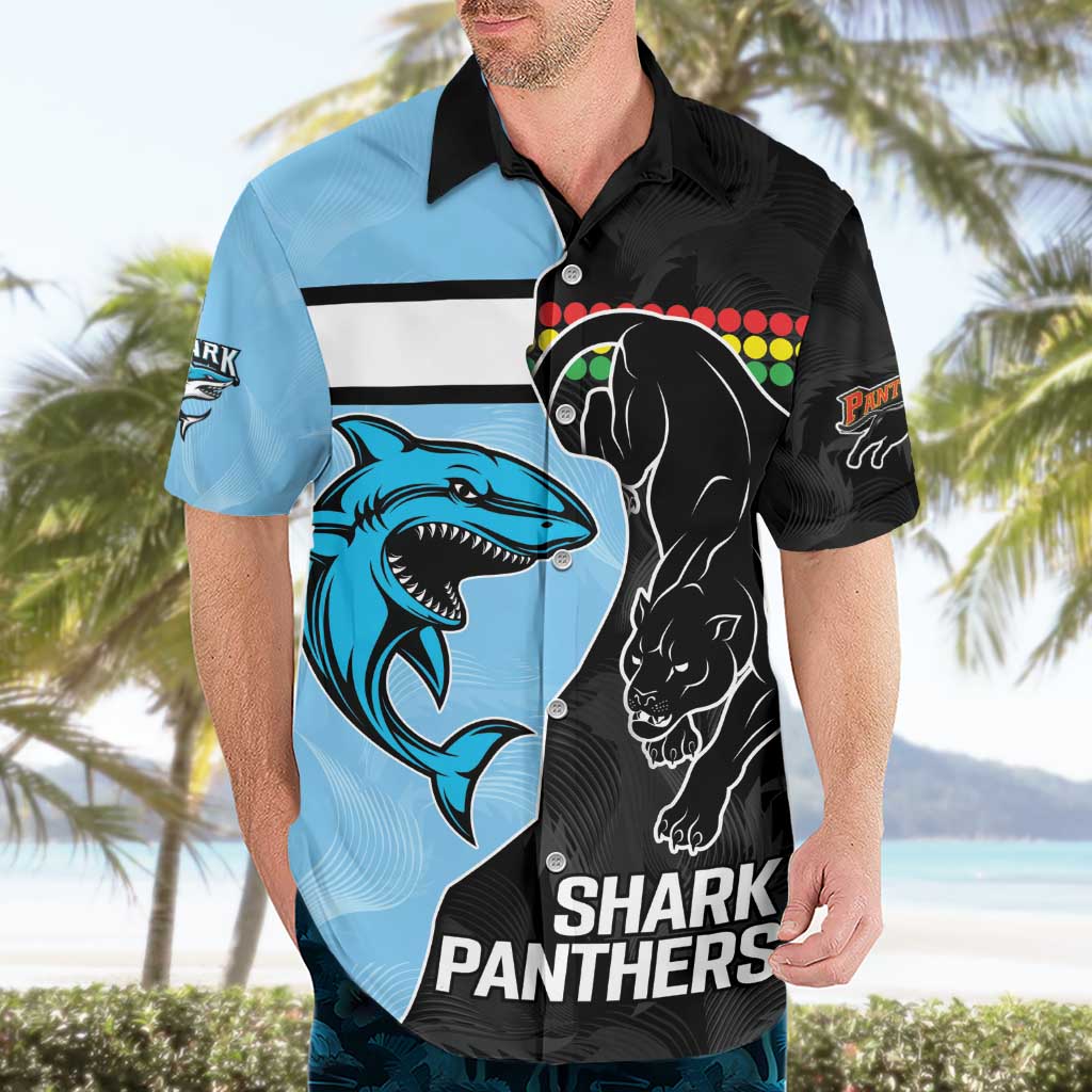 NRL Panthers-Shark Mascot Custom Hawaiian Shirt Cracked Metal Style - Vibe Hoodie Shop