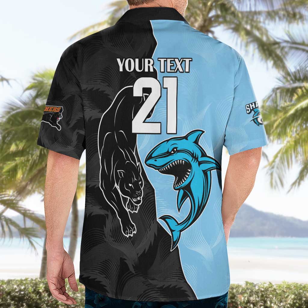 NRL Panthers-Shark Mascot Custom Hawaiian Shirt Cracked Metal Style - Vibe Hoodie Shop