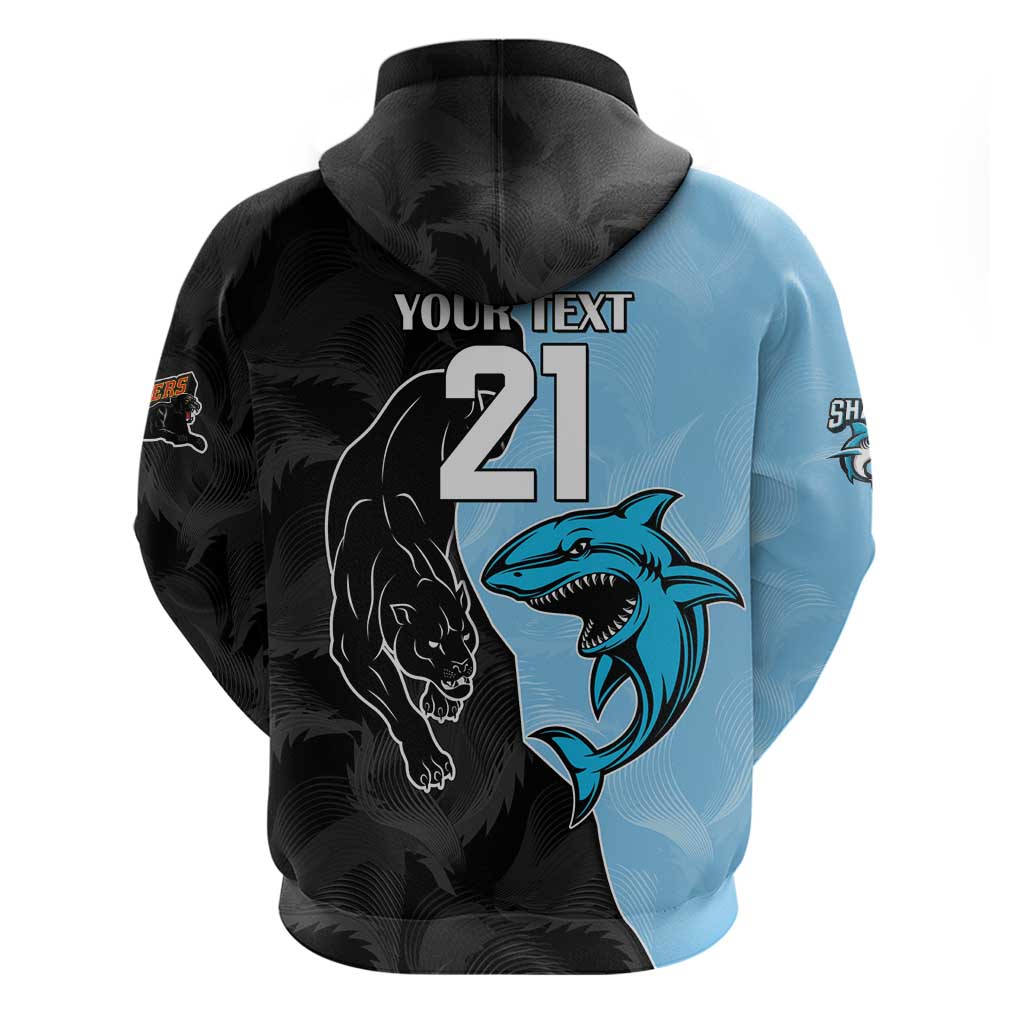 NRL Panthers-Shark Mascot Custom Hoodie Cracked Metal Style LT9 - Vibe Hoodie Shop