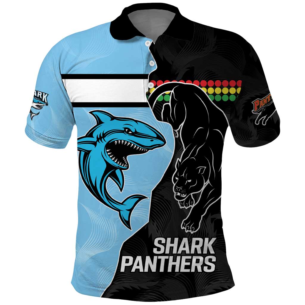 NRL Panthers-Shark Mascot Custom Polo Shirt Cracked Metal Style LT9 - Vibe Hoodie Shop