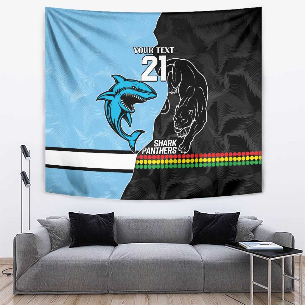 NRL Panthers-Shark Mascot Custom Tapestry Cracked Metal Style - Vibe Hoodie Shop