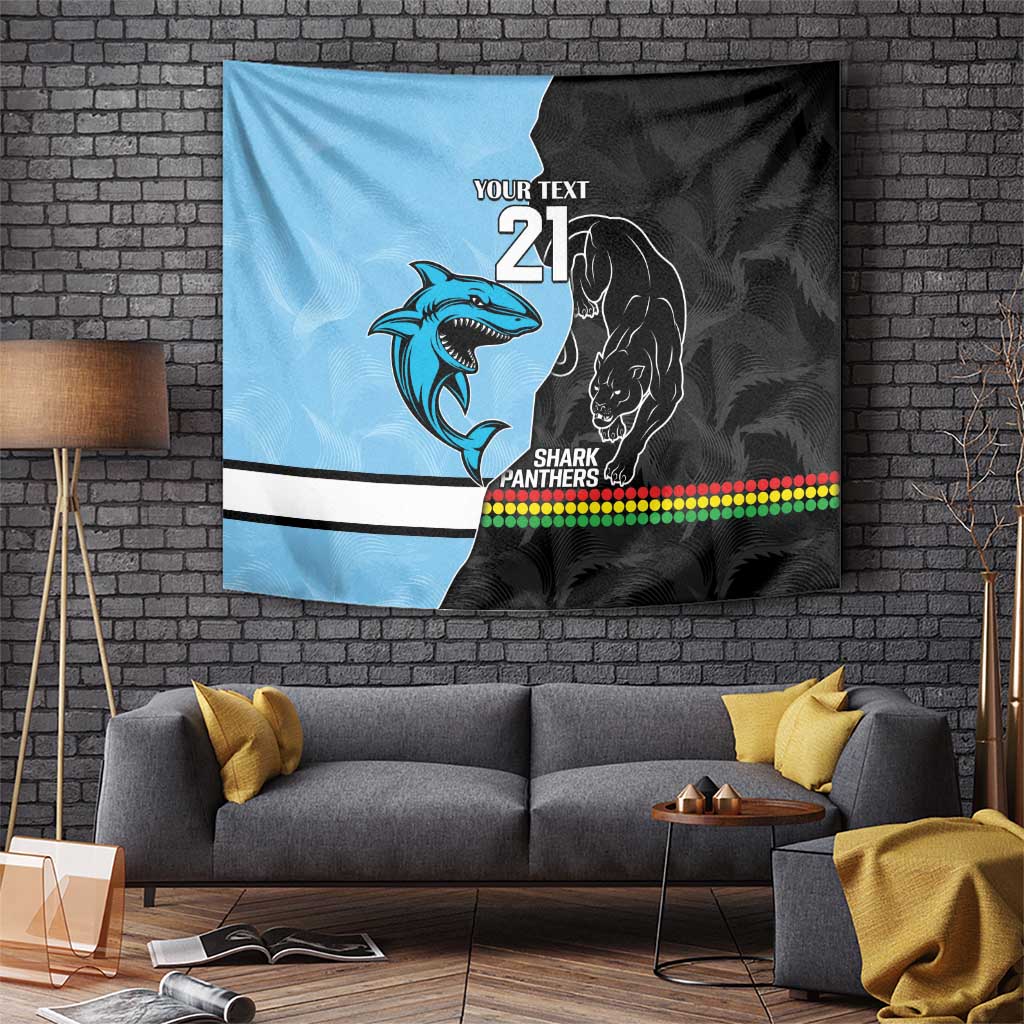 NRL Panthers-Shark Mascot Custom Tapestry Cracked Metal Style - Vibe Hoodie Shop