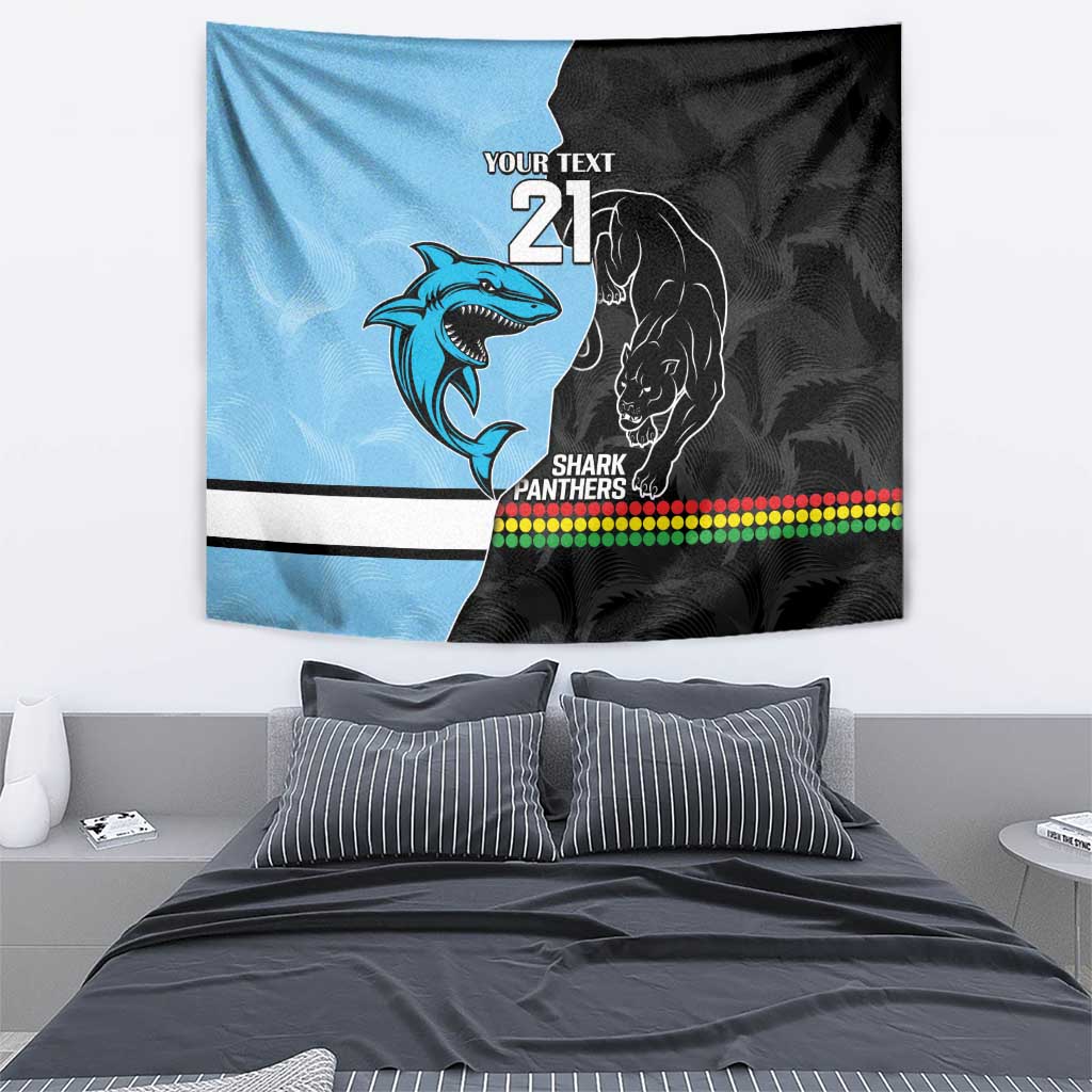 NRL Panthers-Shark Mascot Custom Tapestry Cracked Metal Style - Vibe Hoodie Shop