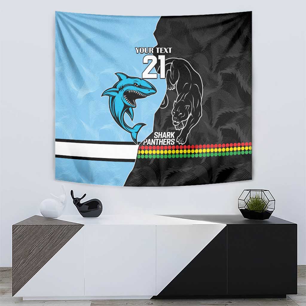 NRL Panthers-Shark Mascot Custom Tapestry Cracked Metal Style - Vibe Hoodie Shop