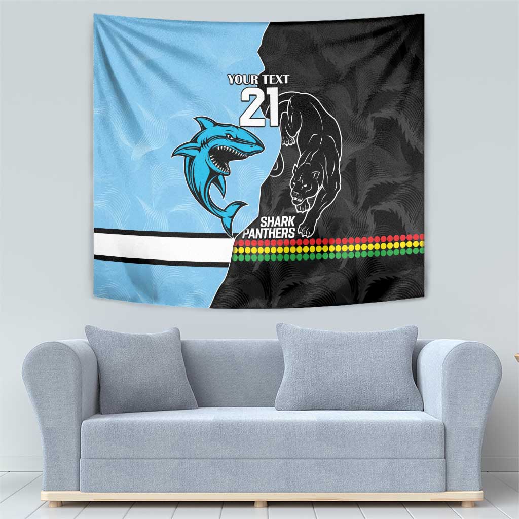 NRL Panthers-Shark Mascot Custom Tapestry Cracked Metal Style - Vibe Hoodie Shop