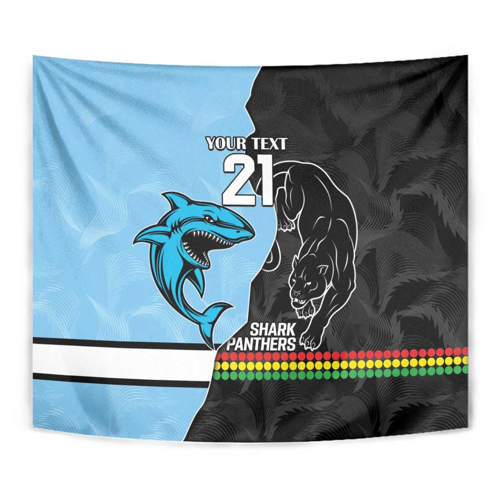 NRL Panthers-Shark Mascot Custom Tapestry Cracked Metal Style - Vibe Hoodie Shop