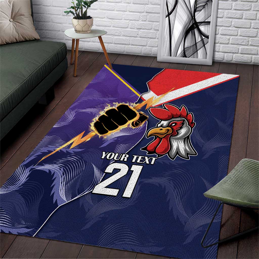 NRL Storm-Rooster Mascot Custom Area Rug Cracked Metal Style - Vibe Hoodie Shop