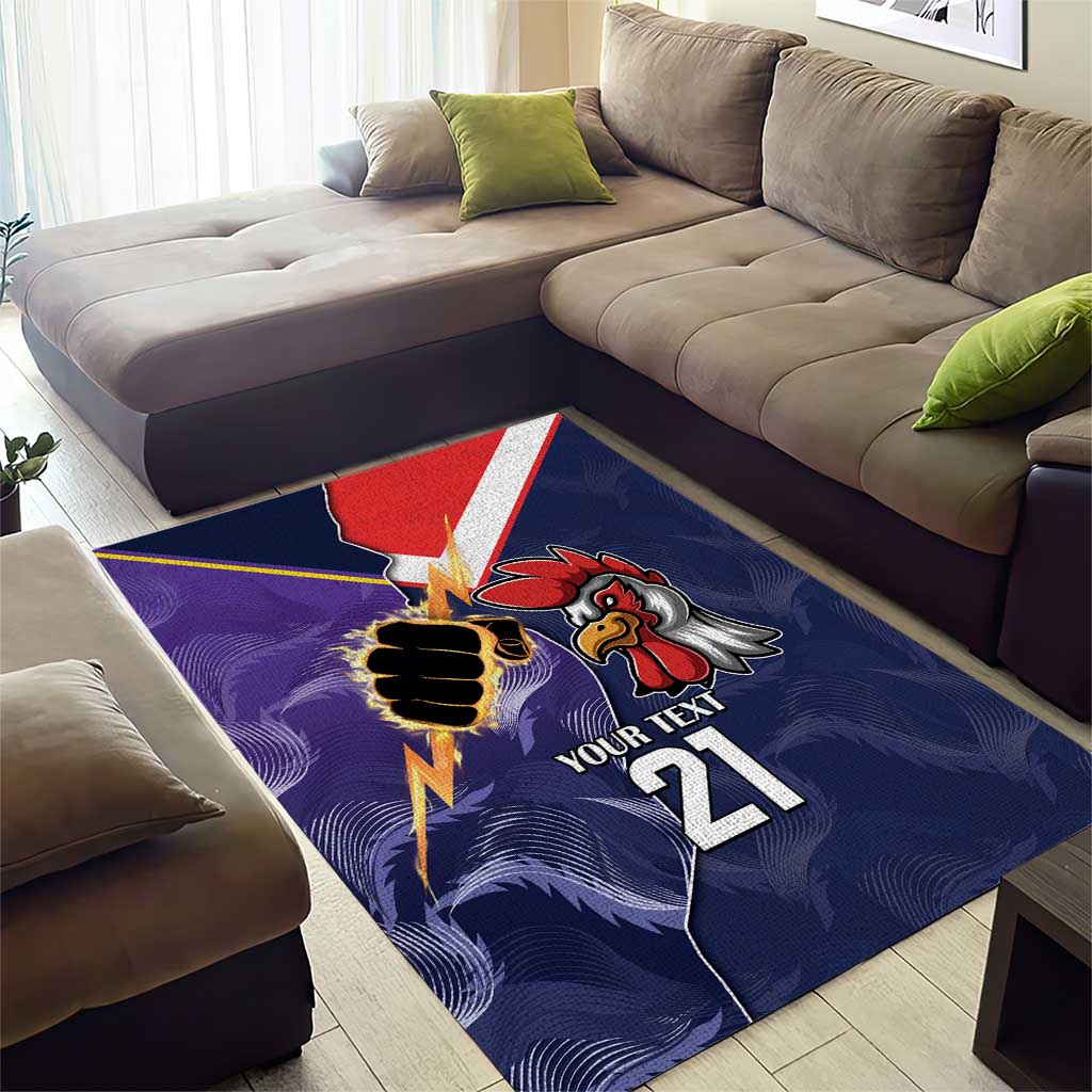 NRL Storm-Rooster Mascot Custom Area Rug Cracked Metal Style - Vibe Hoodie Shop