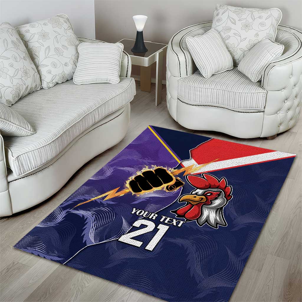 NRL Storm-Rooster Mascot Custom Area Rug Cracked Metal Style - Vibe Hoodie Shop