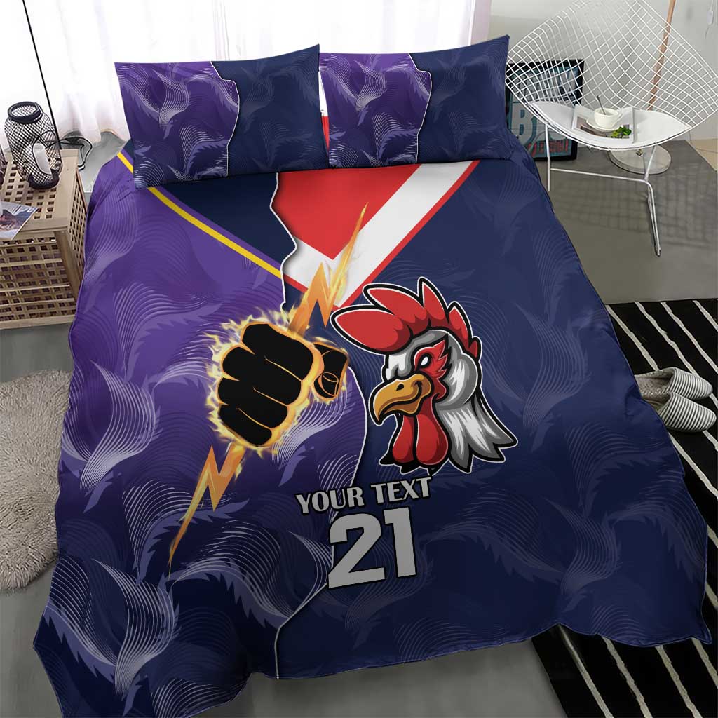 NRL Storm-Rooster Mascot Custom Bedding Set Cracked Metal Style - Vibe Hoodie Shop