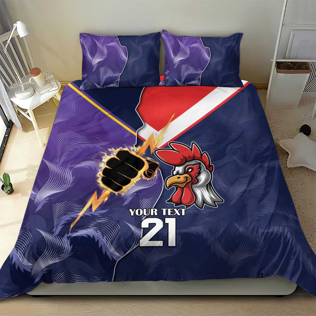 NRL Storm-Rooster Mascot Custom Bedding Set Cracked Metal Style - Vibe Hoodie Shop