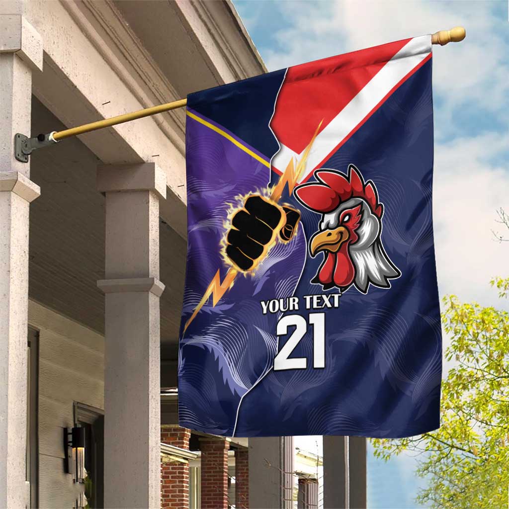 NRL Storm-Rooster Mascot Custom Garden Flag Cracked Metal Style - Vibe Hoodie Shop
