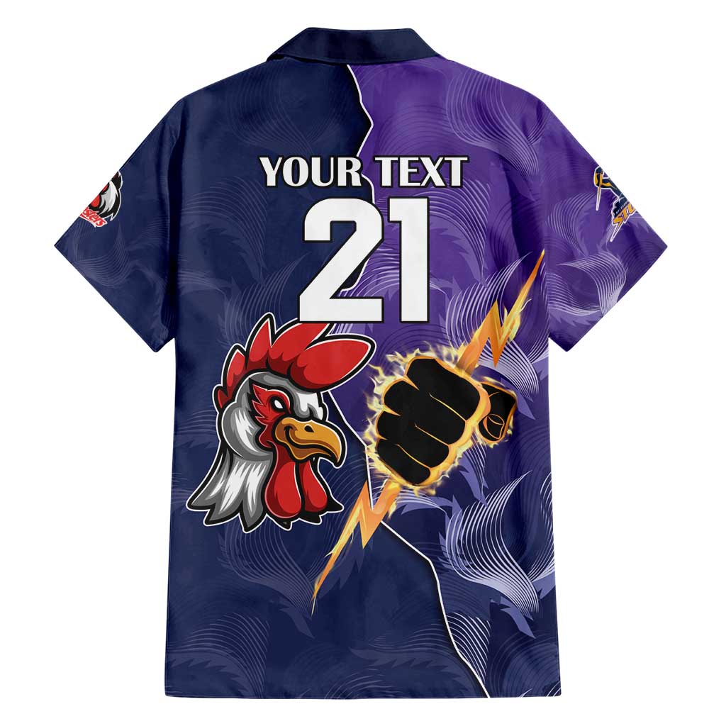 NRL Storm-Rooster Mascot Custom Hawaiian Shirt Cracked Metal Style - Vibe Hoodie Shop