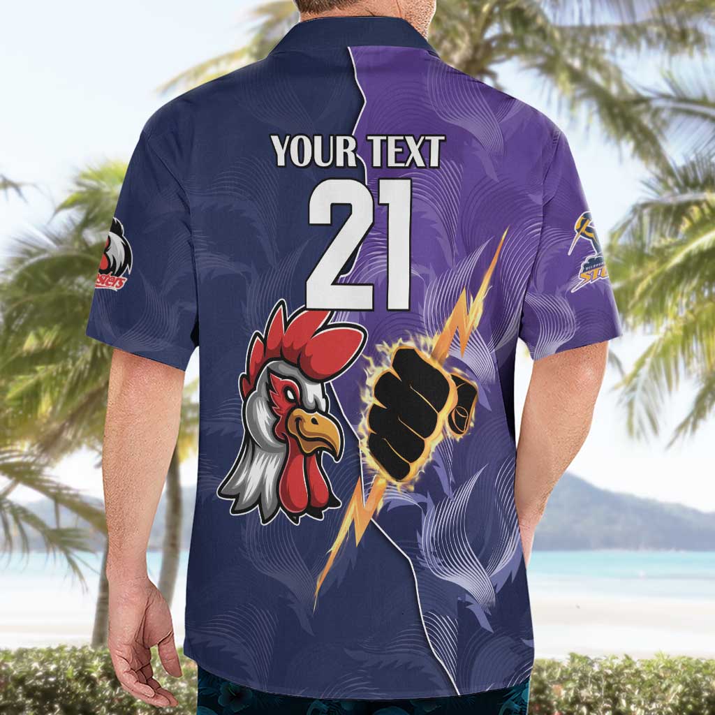 NRL Storm-Rooster Mascot Custom Hawaiian Shirt Cracked Metal Style - Vibe Hoodie Shop