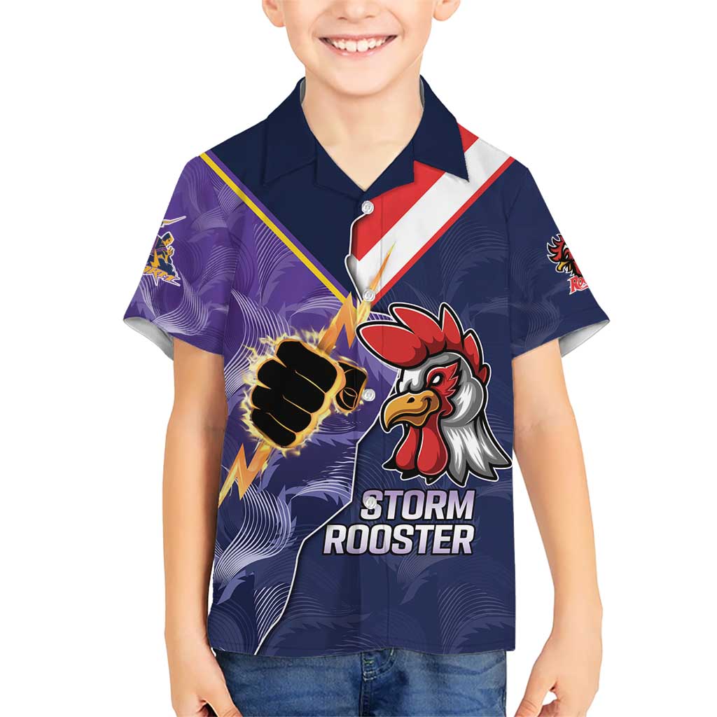 NRL Storm-Rooster Mascot Custom Hawaiian Shirt Cracked Metal Style - Vibe Hoodie Shop