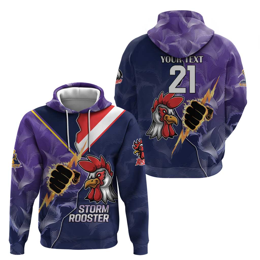 NRL Storm-Rooster Mascot Custom Hoodie Cracked Metal Style LT9 - Vibe Hoodie Shop