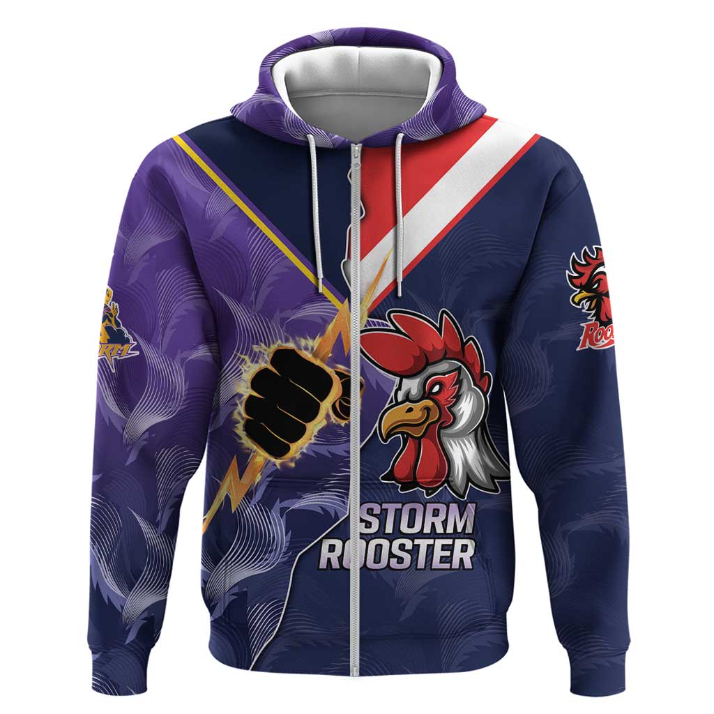 NRL Storm-Rooster Mascot Custom Hoodie Cracked Metal Style LT9 - Vibe Hoodie Shop