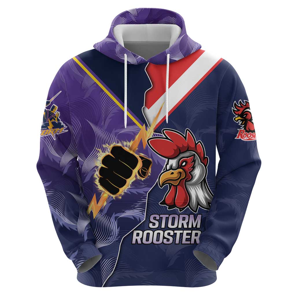 NRL Storm-Rooster Mascot Custom Hoodie Cracked Metal Style LT9 - Vibe Hoodie Shop