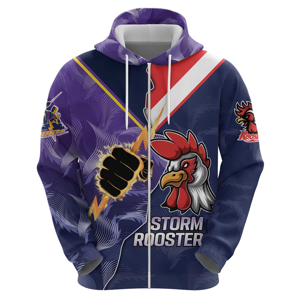 NRL Storm-Rooster Mascot Custom Hoodie Cracked Metal Style LT9 - Vibe Hoodie Shop