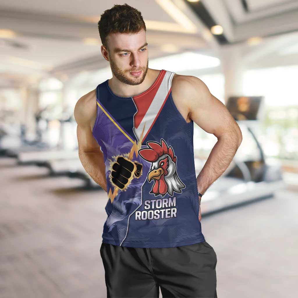 NRL Storm-Rooster Mascot Custom Men Tank Top Cracked Metal Style - Vibe Hoodie Shop