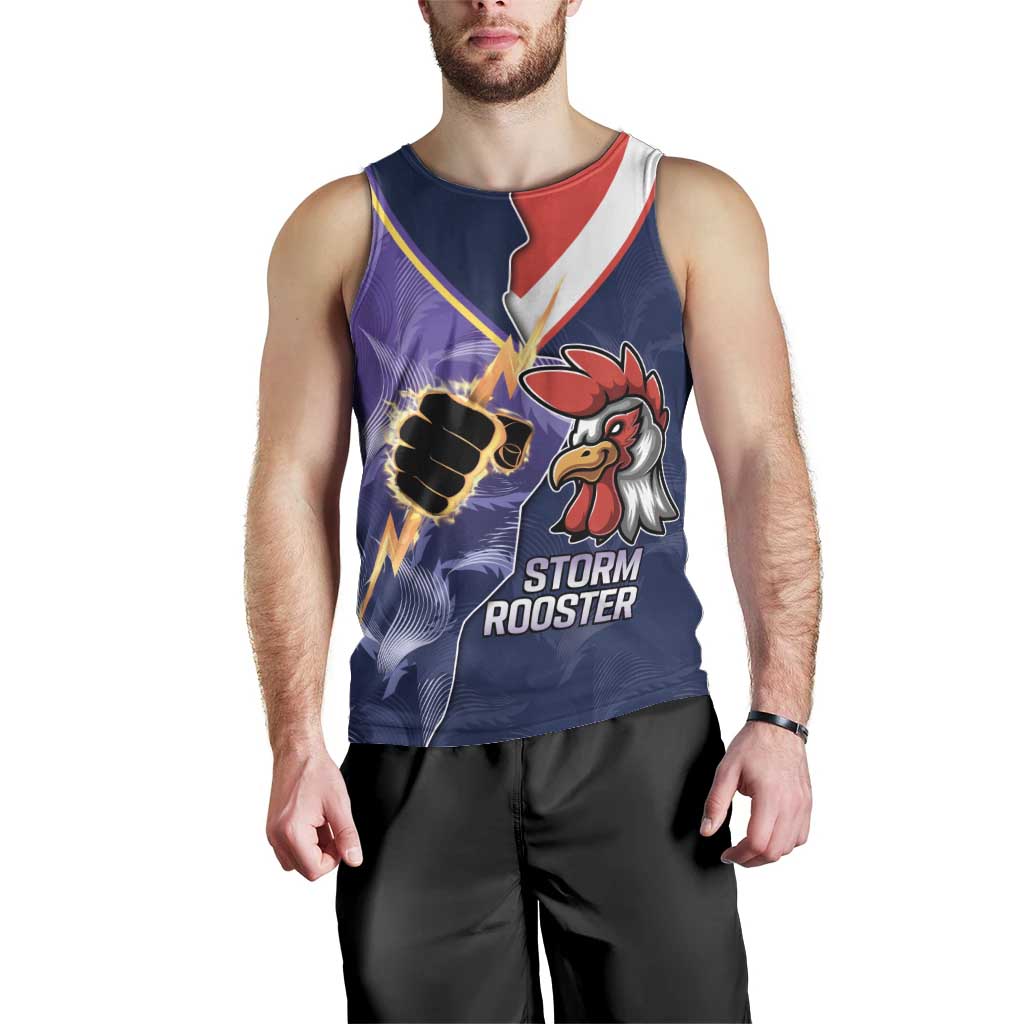 NRL Storm-Rooster Mascot Custom Men Tank Top Cracked Metal Style - Vibe Hoodie Shop