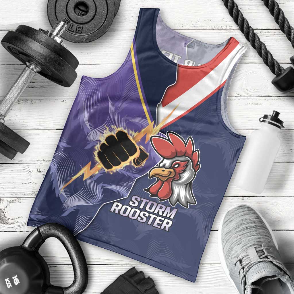NRL Storm-Rooster Mascot Custom Men Tank Top Cracked Metal Style - Vibe Hoodie Shop