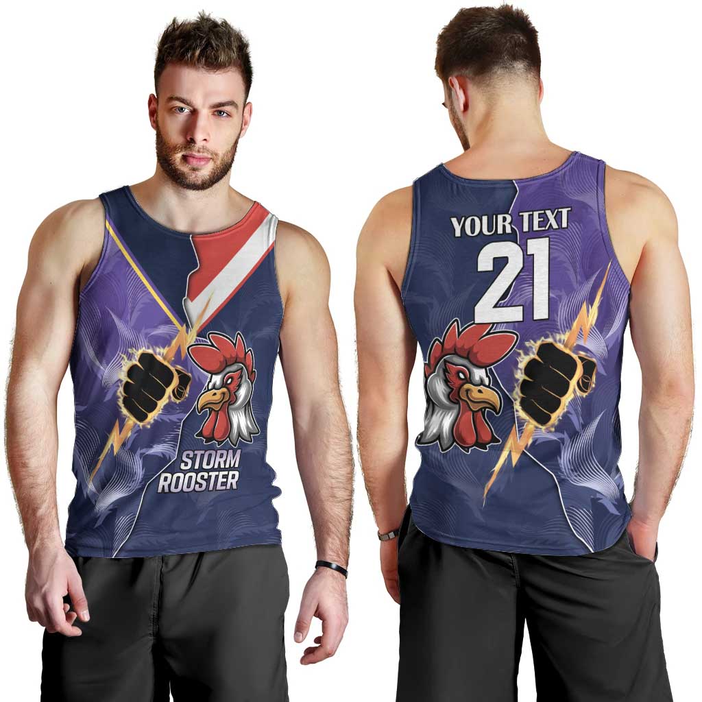 NRL Storm-Rooster Mascot Custom Men Tank Top Cracked Metal Style - Vibe Hoodie Shop