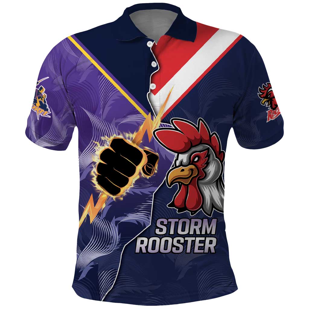 NRL Storm-Rooster Mascot Custom Polo Shirt Cracked Metal Style LT9 - Vibe Hoodie Shop