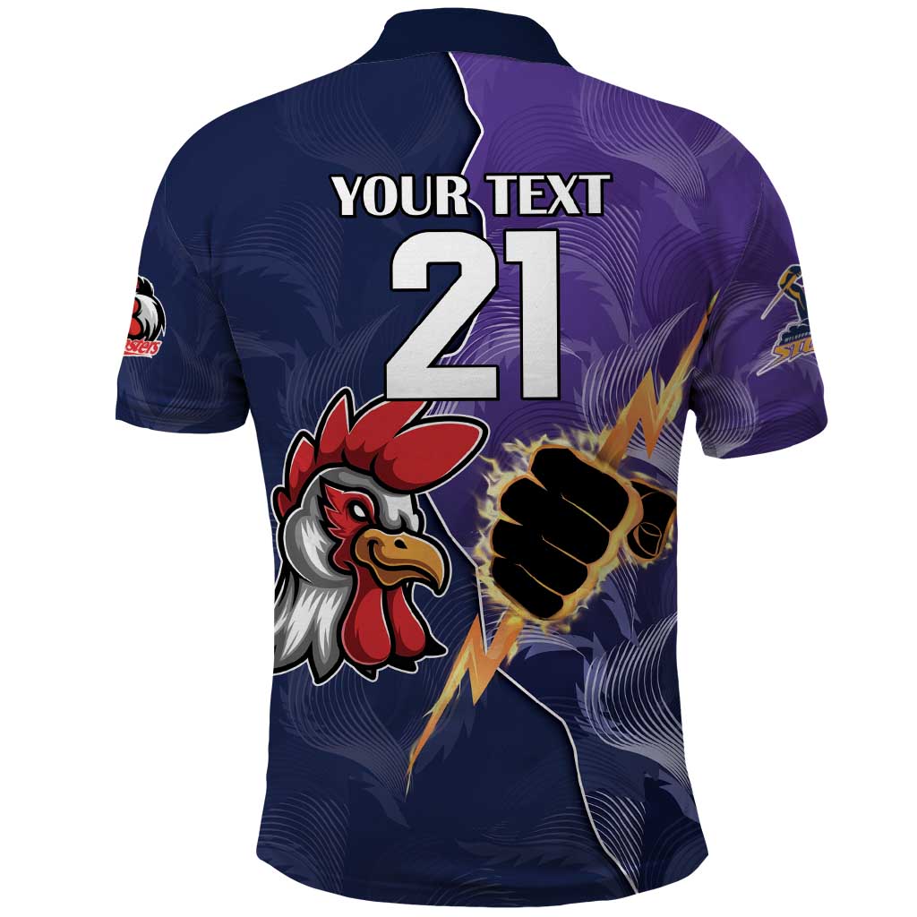 NRL Storm-Rooster Mascot Custom Polo Shirt Cracked Metal Style LT9 - Vibe Hoodie Shop