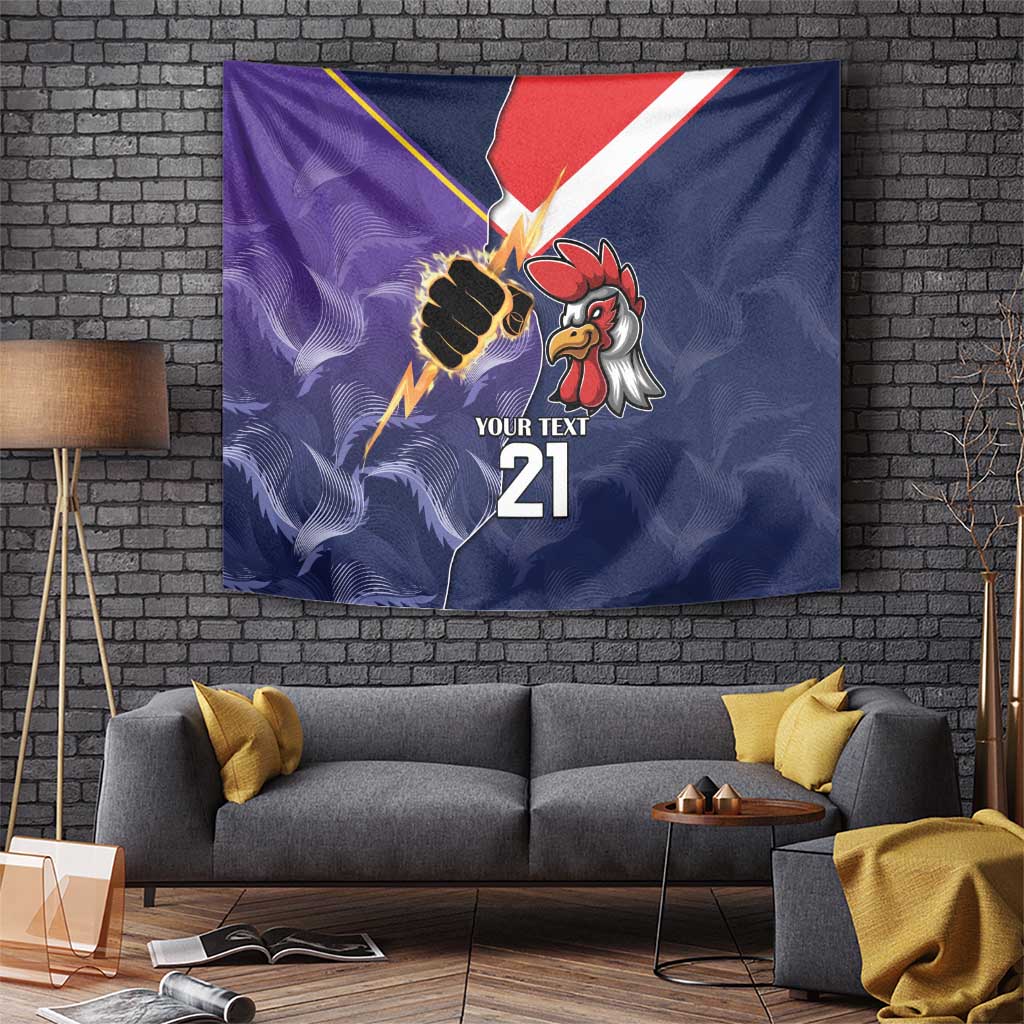 NRL Storm-Rooster Mascot Custom Tapestry Cracked Metal Style - Vibe Hoodie Shop