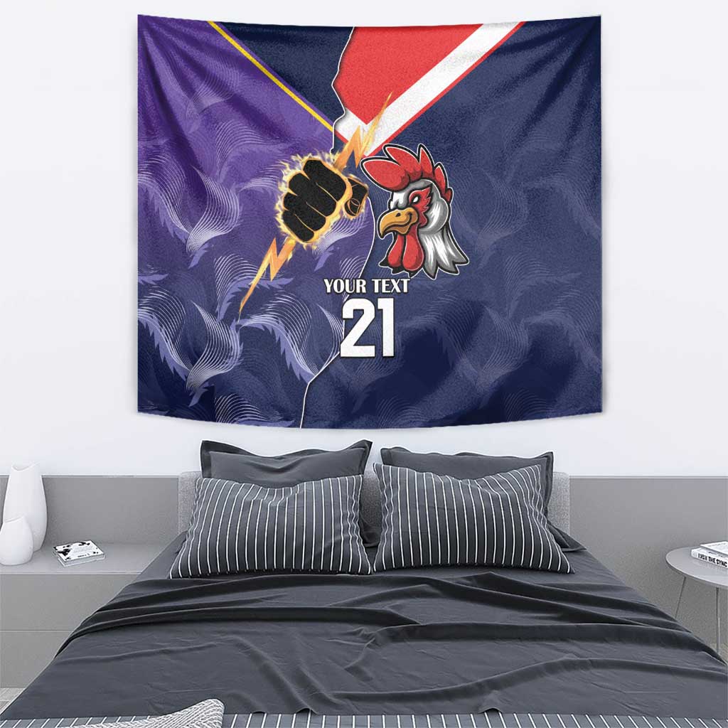 NRL Storm-Rooster Mascot Custom Tapestry Cracked Metal Style - Vibe Hoodie Shop